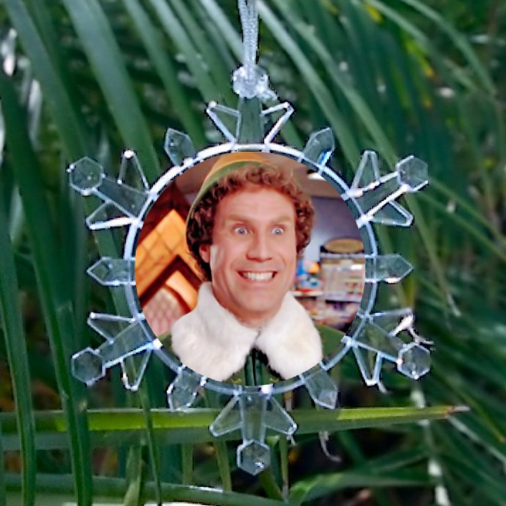 BUDDY The Elf Movie Snowflake Blinks Lit Holiday Christmas Tree Ornament